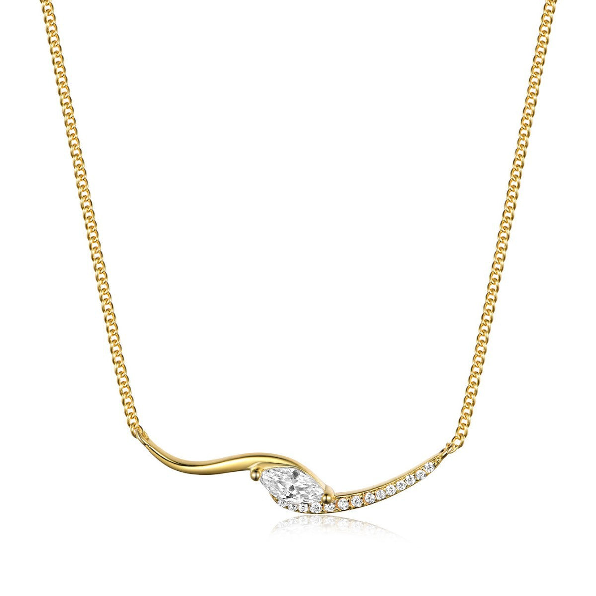Mossanite Marquise-Cut Collar Chain 925 Sterling Silver Necklace