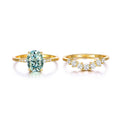 Green Moissanite Centre Stone Stacked Design 925 Sterling Silver Ring