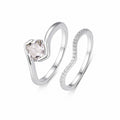 Moissanite Two Piece set Cushion Cut Solitaire And V Shaped Pave Band 925 Sterling Silver Elegant Fashion Ring