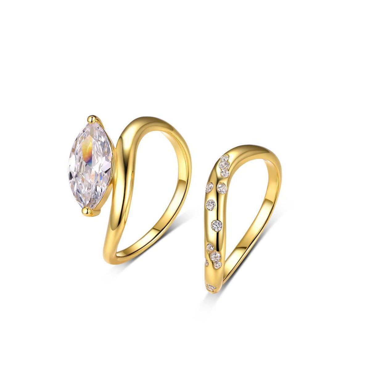 Marquise Moissanite Minimalist And Stylish 925 Sterling Silver Ring Set
