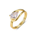 D Color Moissanite Pear Cut Bypass Wrap 925 Sterling Silver Ring