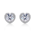 Heart Halo Moissanite  925 Sterling Silver Round Stud Earrings