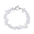 Natural Stone Irregular Clear White Crystal Chip Bead OT Toggle Clasp 925 Sterling Silver Bracelet