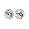 Mossanite Halo 925 Sterling Silver Round Geometric Stud Earrings