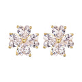 Heart Shaped Four Petalled Moissanite 925 Sterling Silver Stud Earrings