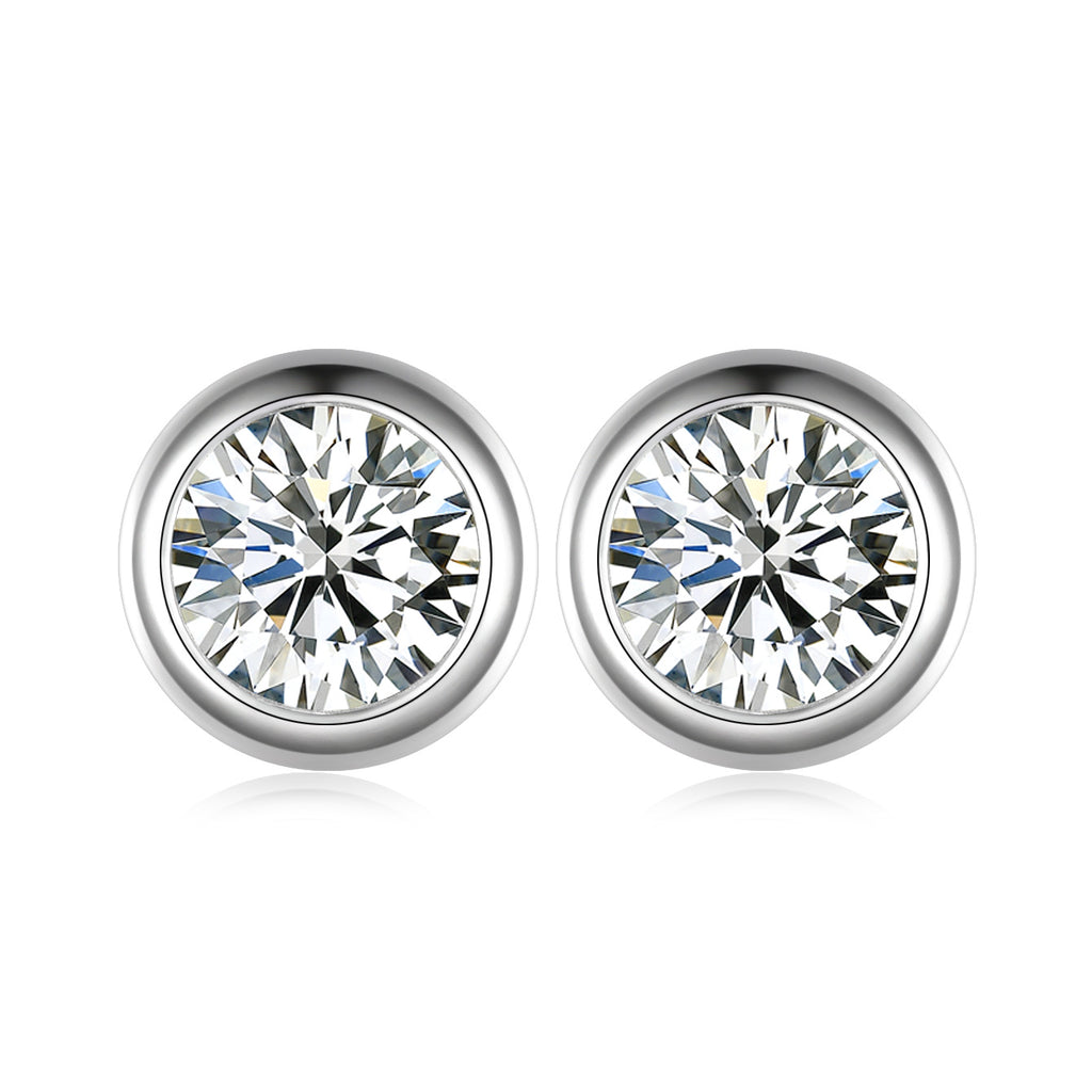 Round Bubble-Cut Moissanite 925 Sterling Silver Stud Earrings