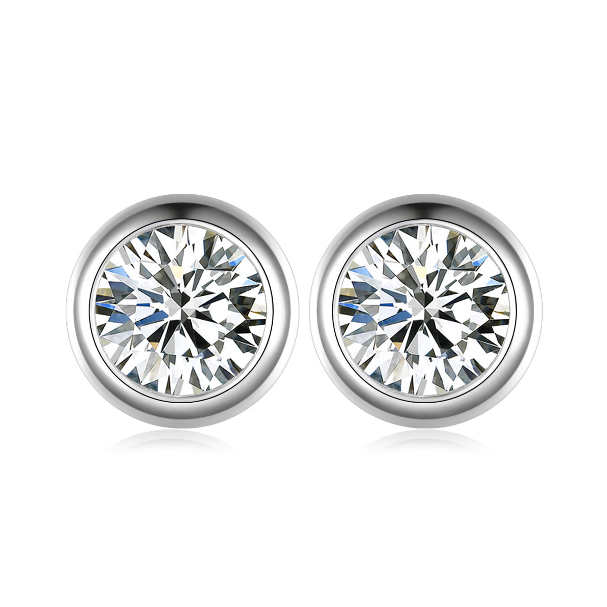 Round Bubble-Cut Moissanite 925 Sterling Silver Stud Earrings