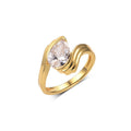D Color Moissanite Pear Cut Wave Curve Design 925 Sterling Silver Geometric  Elegant Statement Ring