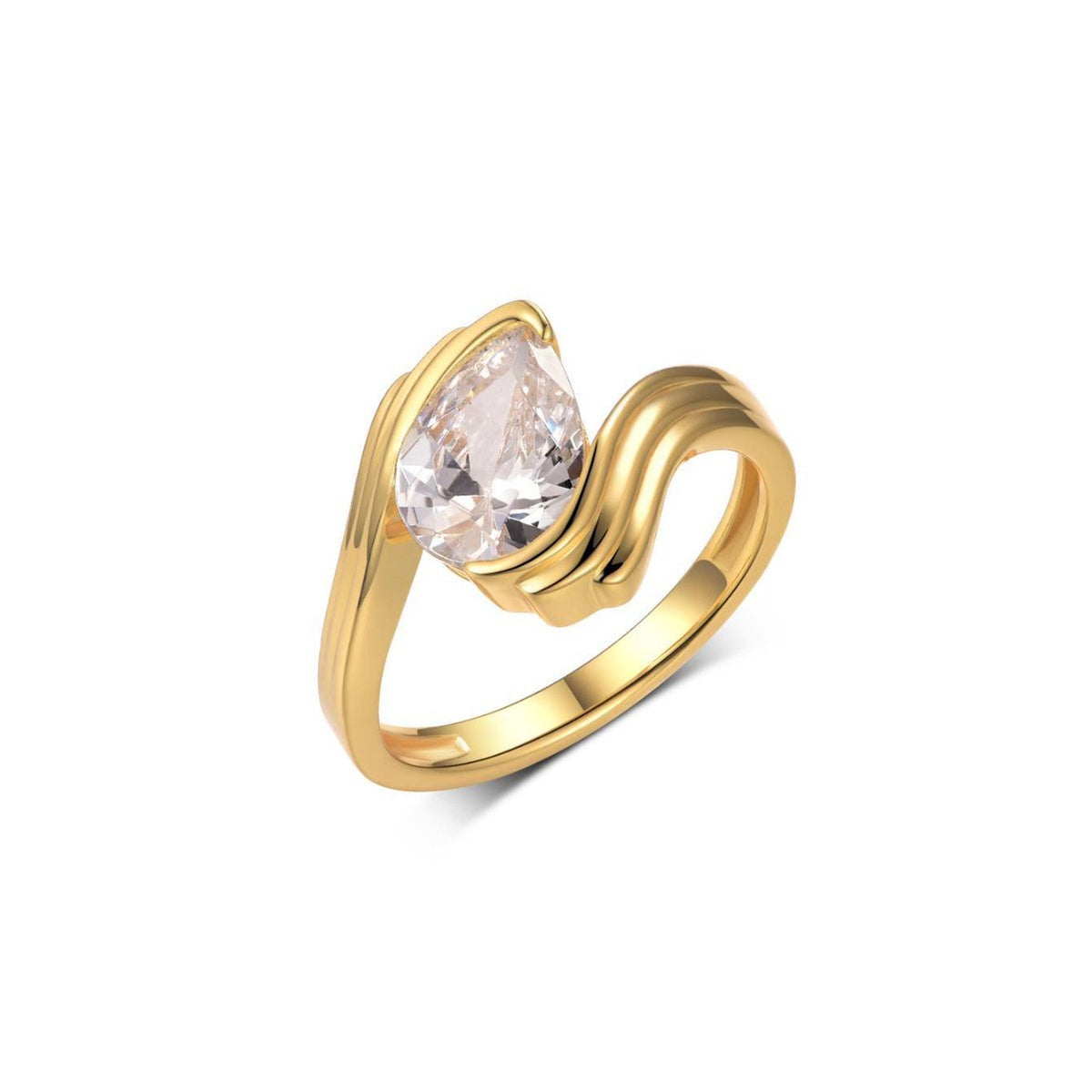 D Color Moissanite Pear Cut Wave Curve Design 925 Sterling Silver Geometric  Elegant Statement Ring