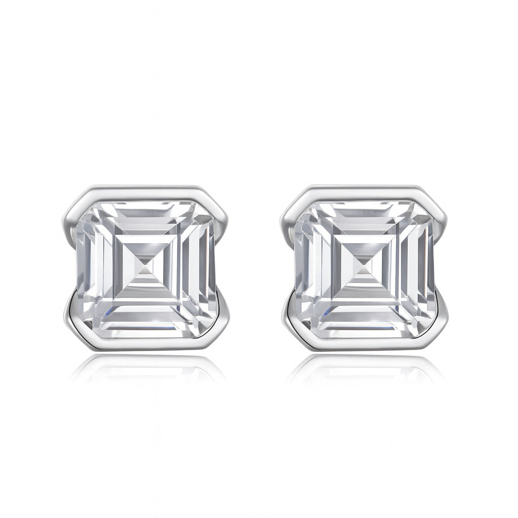 Square Moissanite 925 Sterling Silver Stud Earrings