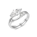 Marquise Cut Moissanite  925 Sterling Silver  Double Band Ring