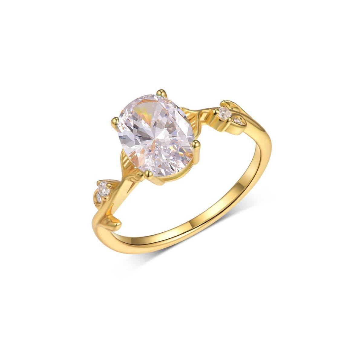 Oval Moissanite Leaf Branch Suburban Design 925 Sterling Silver Ring