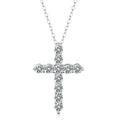 Round Moissanite 925 Sterling Silver Religious Cross Pendant Necklace