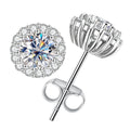 Flower Cluster Moissanite  Tone 925 Sterling Silver Stud Earrings