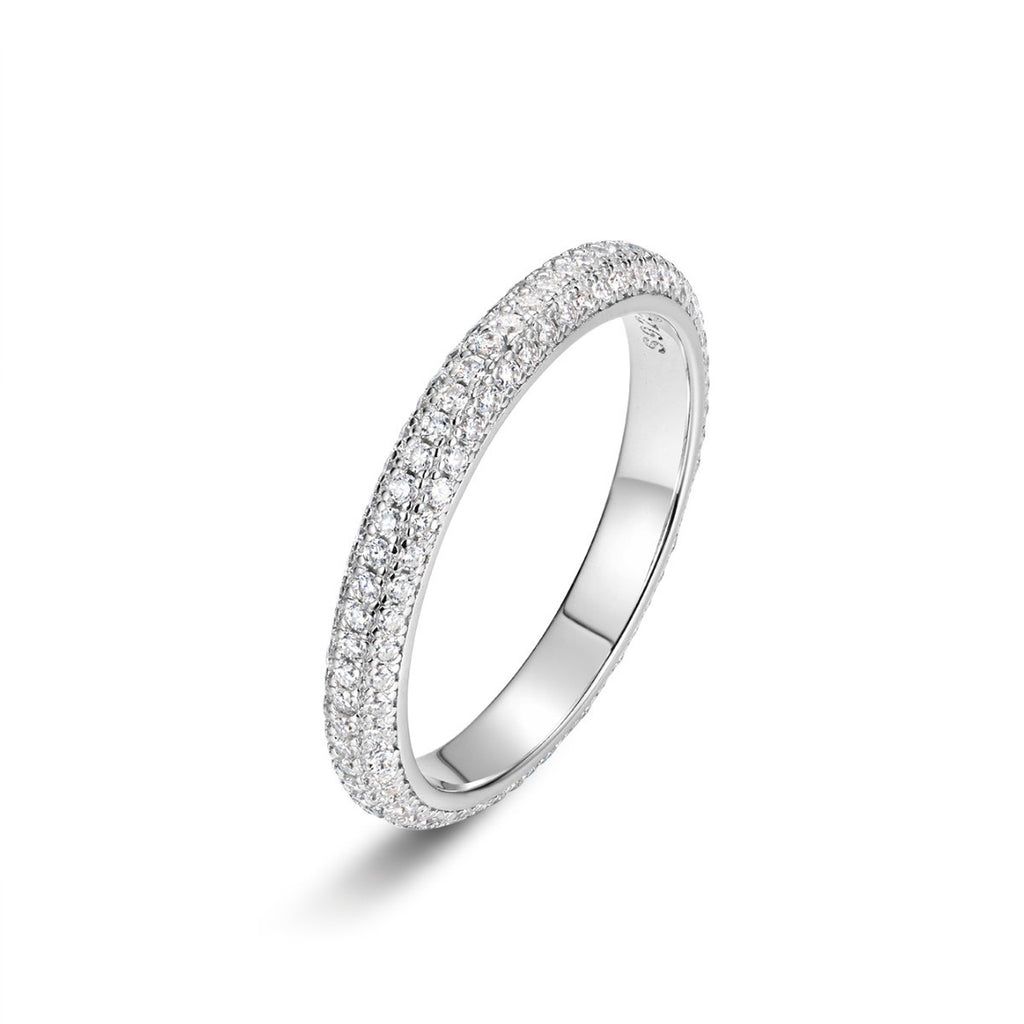 Three Row Full Set Ring Moissanite 925 Sterling Silver Ring
