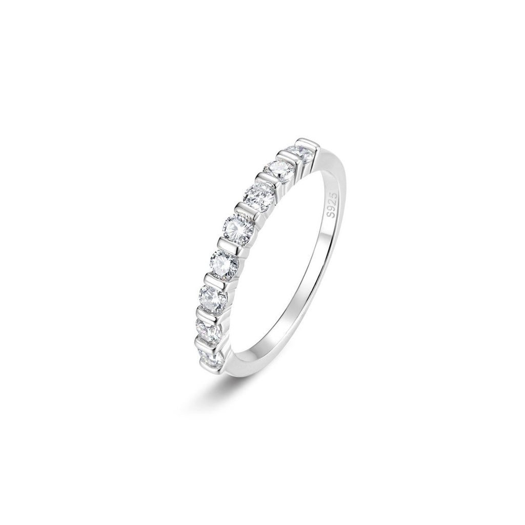 Women’s Moissanite Half Circle Setting 925 Sterling Silver Ring