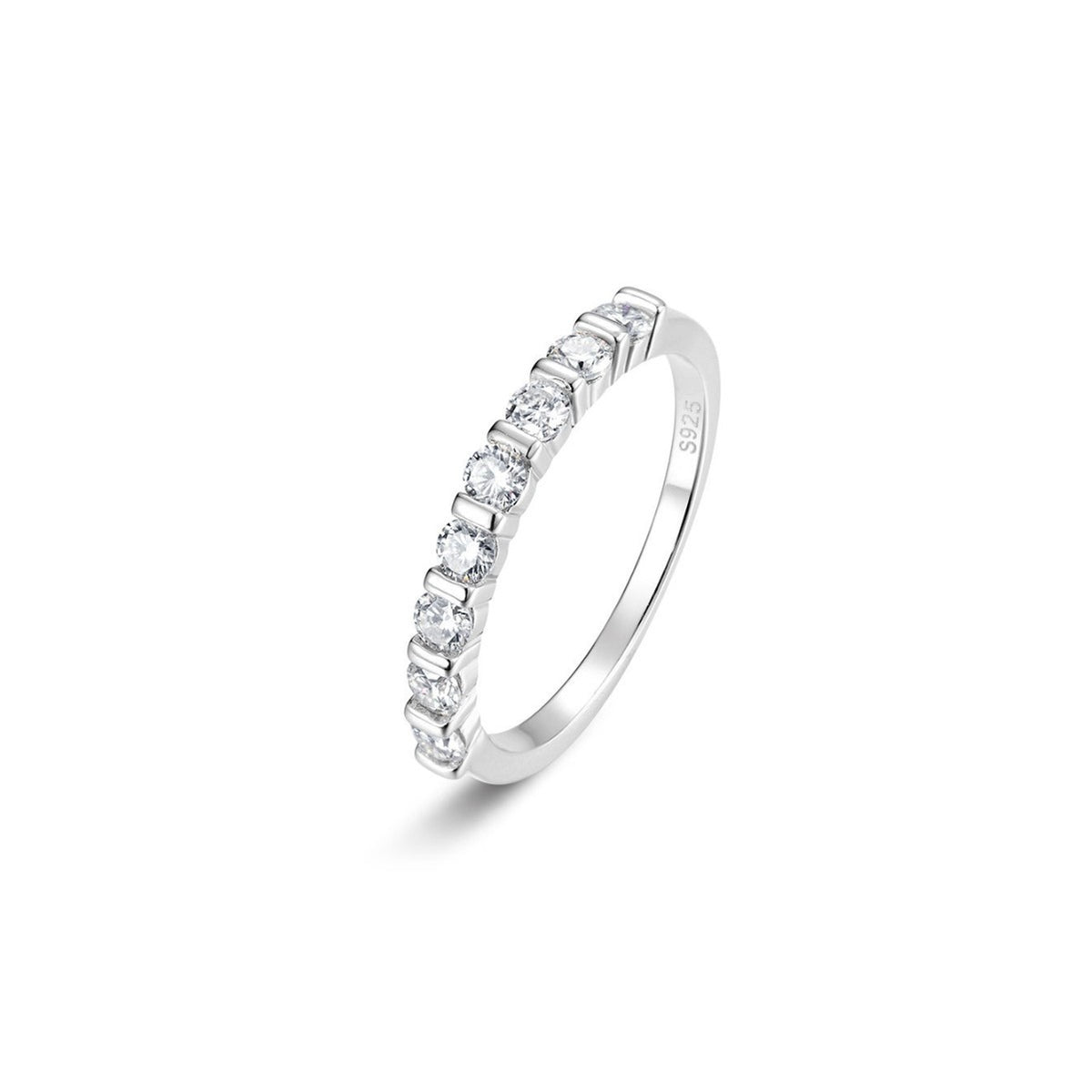 Women’s Moissanite Half Circle Setting 925 Sterling Silver Ring