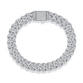 Geometric Cuban Link Moissanite Bracelet 8mm 925 Sterling Silver Full Pave Round Stone Hip Hop Chain Bracelet