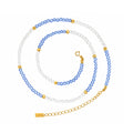 Minimalist Two-Tone Blue Clear Faceted Gemstone Gold Beaded Adjustable Ladies Fine Jewelry 925 Sterling Silver Necklace
