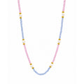 Pink Blue Cubic Zirconia Topaz Pearl Beaded Strand Hypoallergenic Fashion Jewellery Gift 925 Sterling Silver Necklace