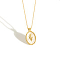 Tulip Oval Shell 925 Sterling Silver Necklace Mini Delicate Geometric Pendant Necklace