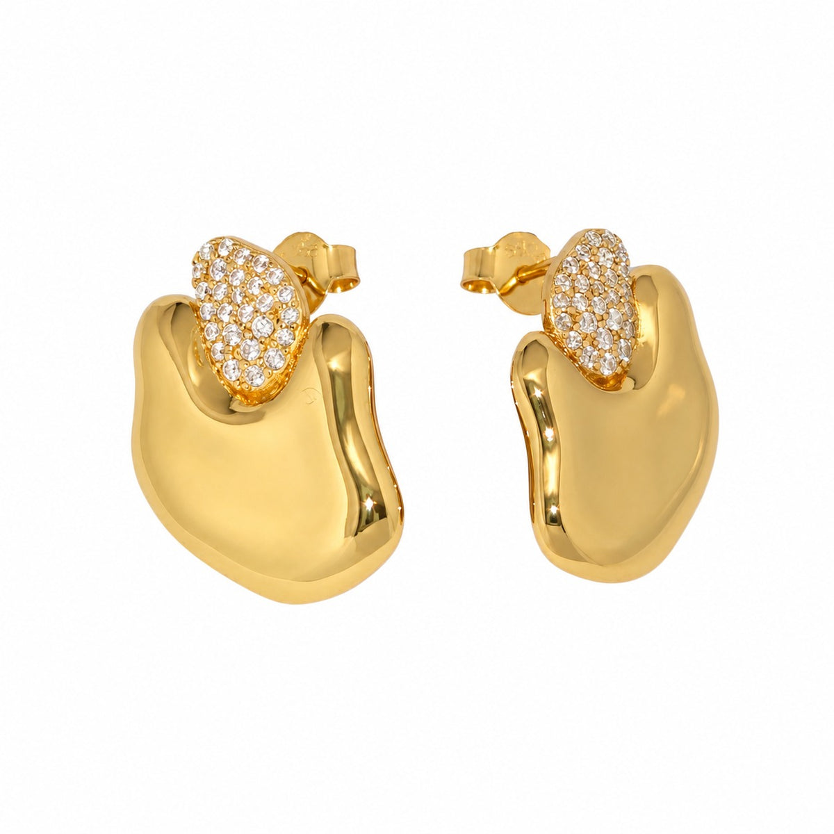 Modern Fluid Micro Pave Cubic Zirconia Colored 925 Silver Stud Earrings