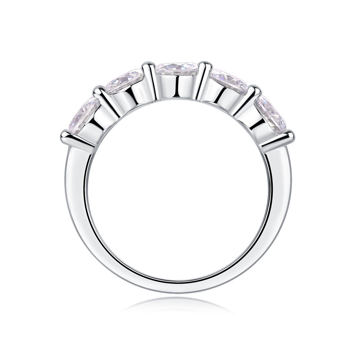Moissanite Stones 18K Gold Plating Geometric Design Elegant 925 Sterling Silver Ring