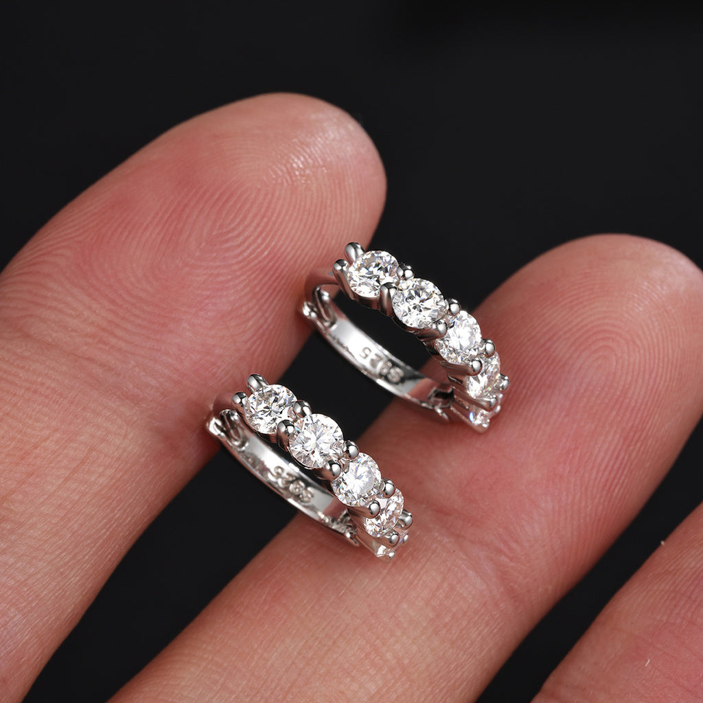 Mossanite  925 Sterling Silver Hoop Earrings