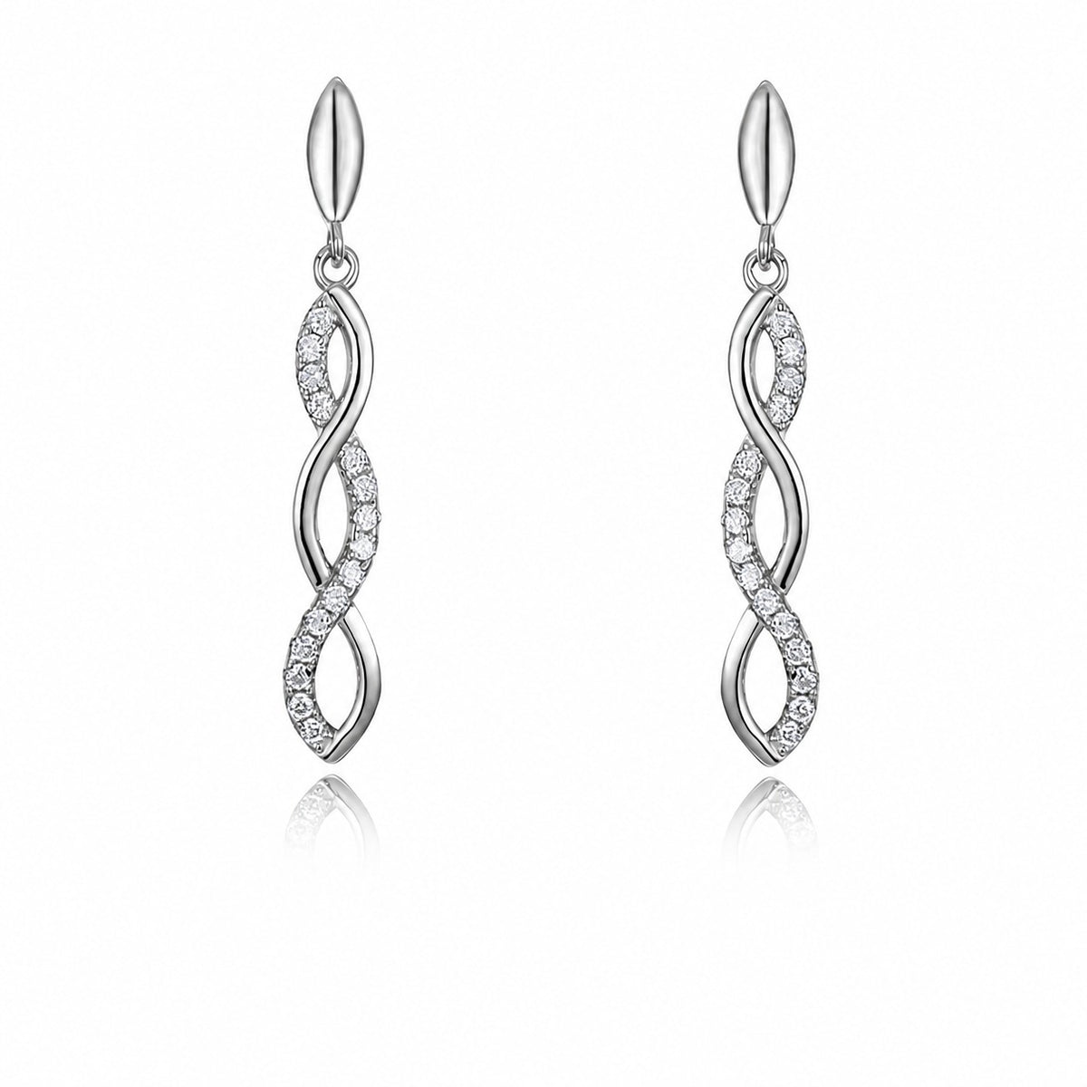 Moissanite Twist Infinity Drop Earrings In 925 Sterling Silver Geometric Dangle Earrings