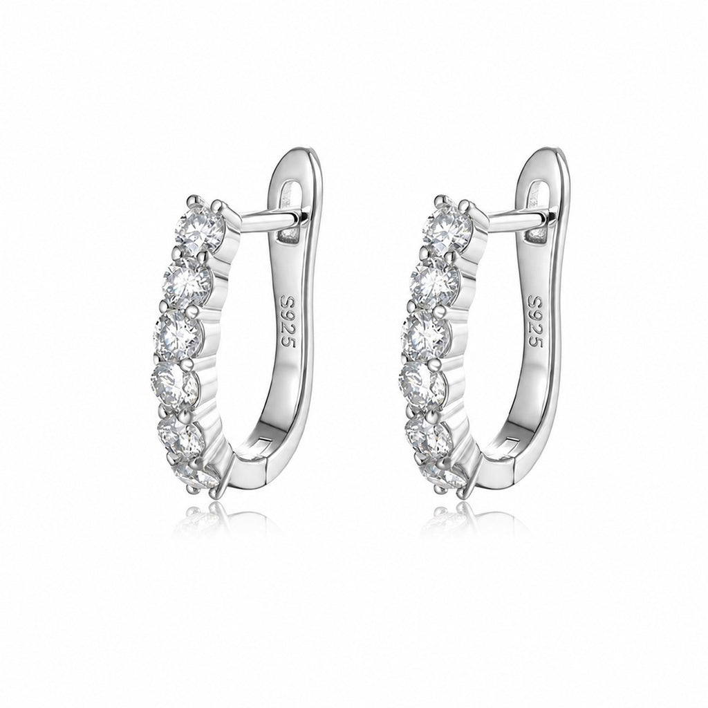 Minimalist-Style Moissanite Stud Earrings In A Row Setting 925 Sterling Silver Earrings