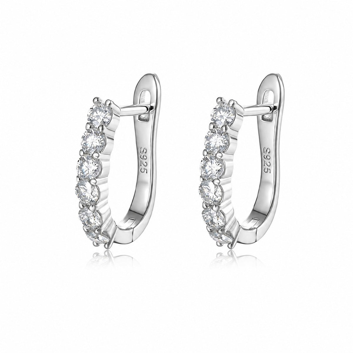 Minimalist-Style Moissanite Stud Earrings In A Row Setting 925 Sterling Silver Earrings