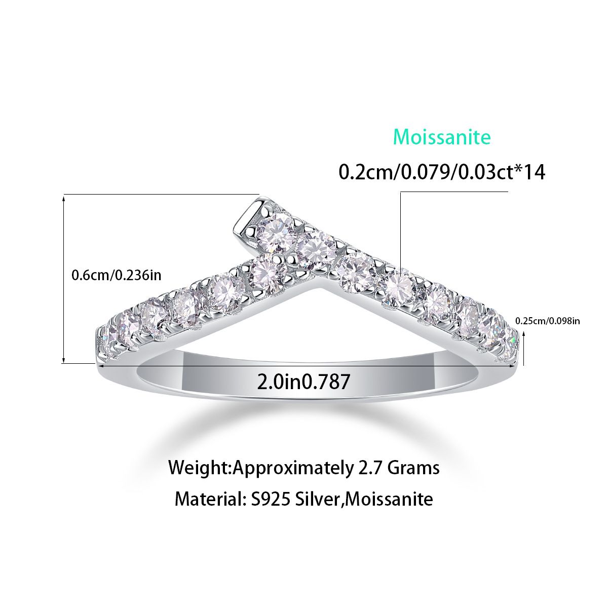 Moissanite Geometric Design Elegant Fashion 925 Sterling Silver Adjustable Ring