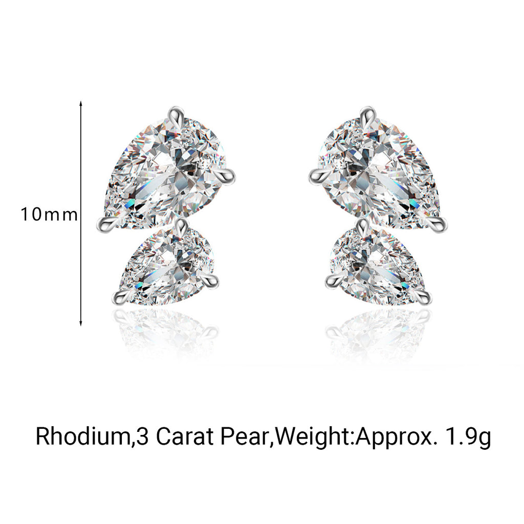 Mossanite Double Pear-Shaped 925 Sterling Silver Earrings