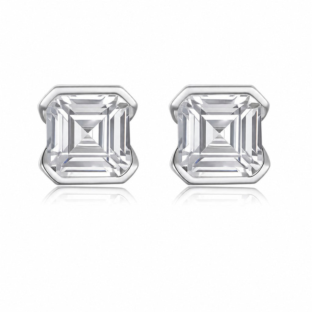 Square Moissanite 925 Sterling Silver Stud Earrings