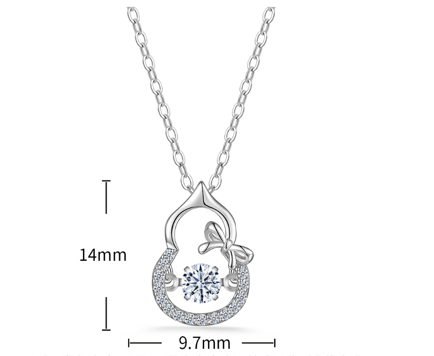 Moissanite Gourd Bow Pendant  Tone 925 Sterling Silver Chain Necklace