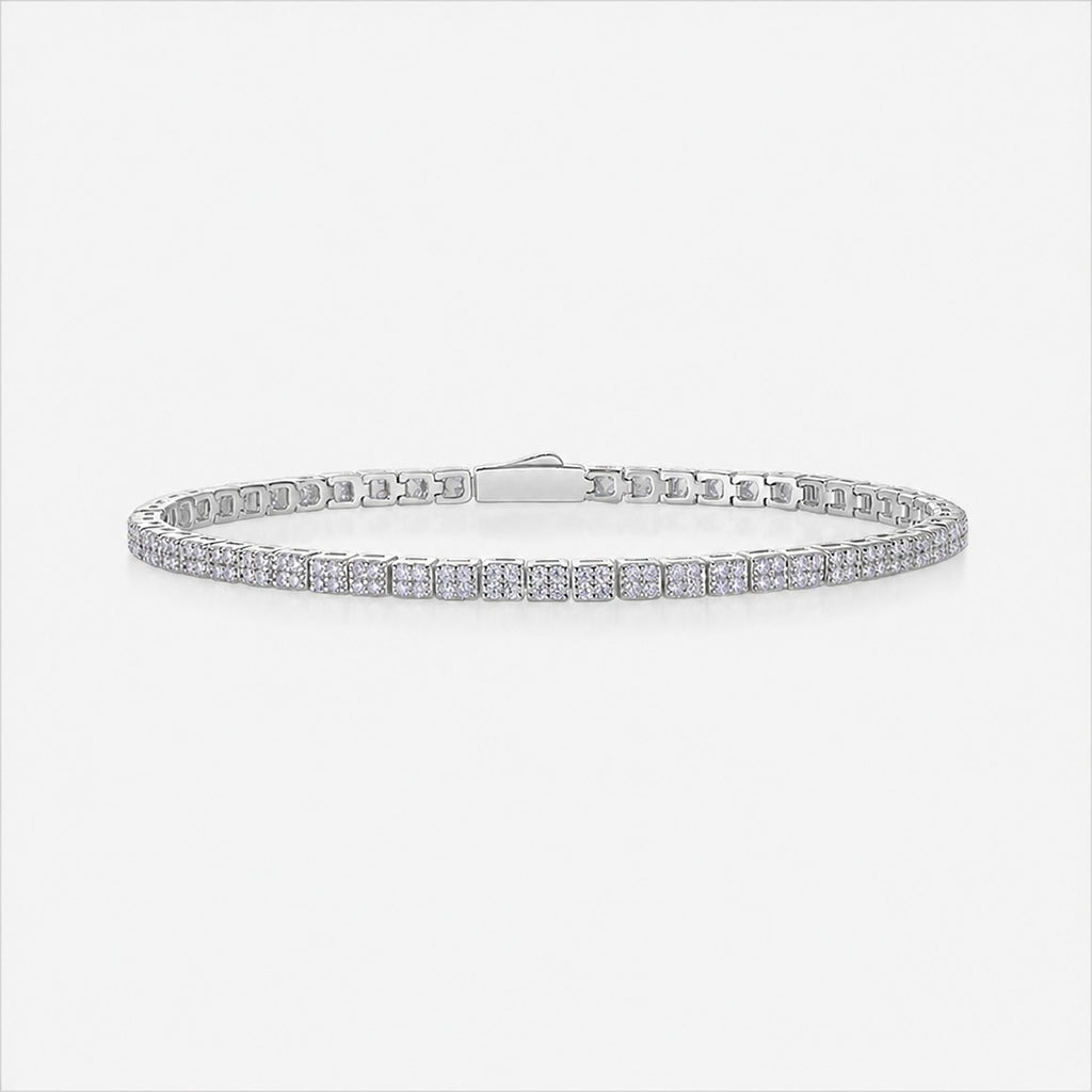Geometric Square Link Moissanite  925 Sterling Silver Tennis Bracelet