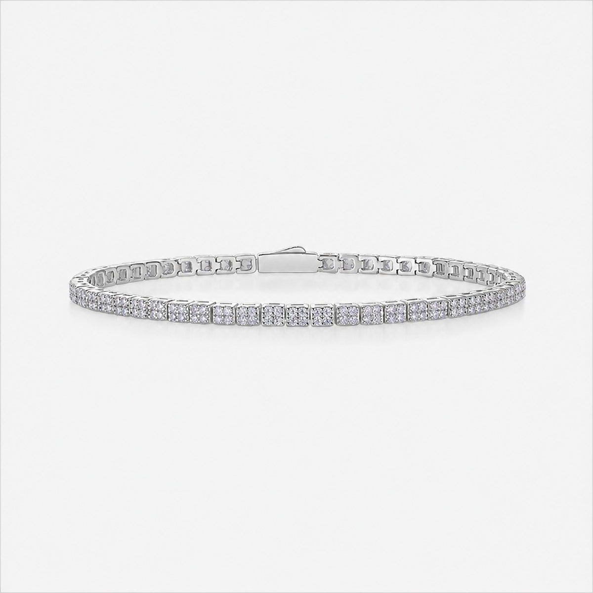 Geometric Square Link Moissanite  925 Sterling Silver Tennis Bracelet