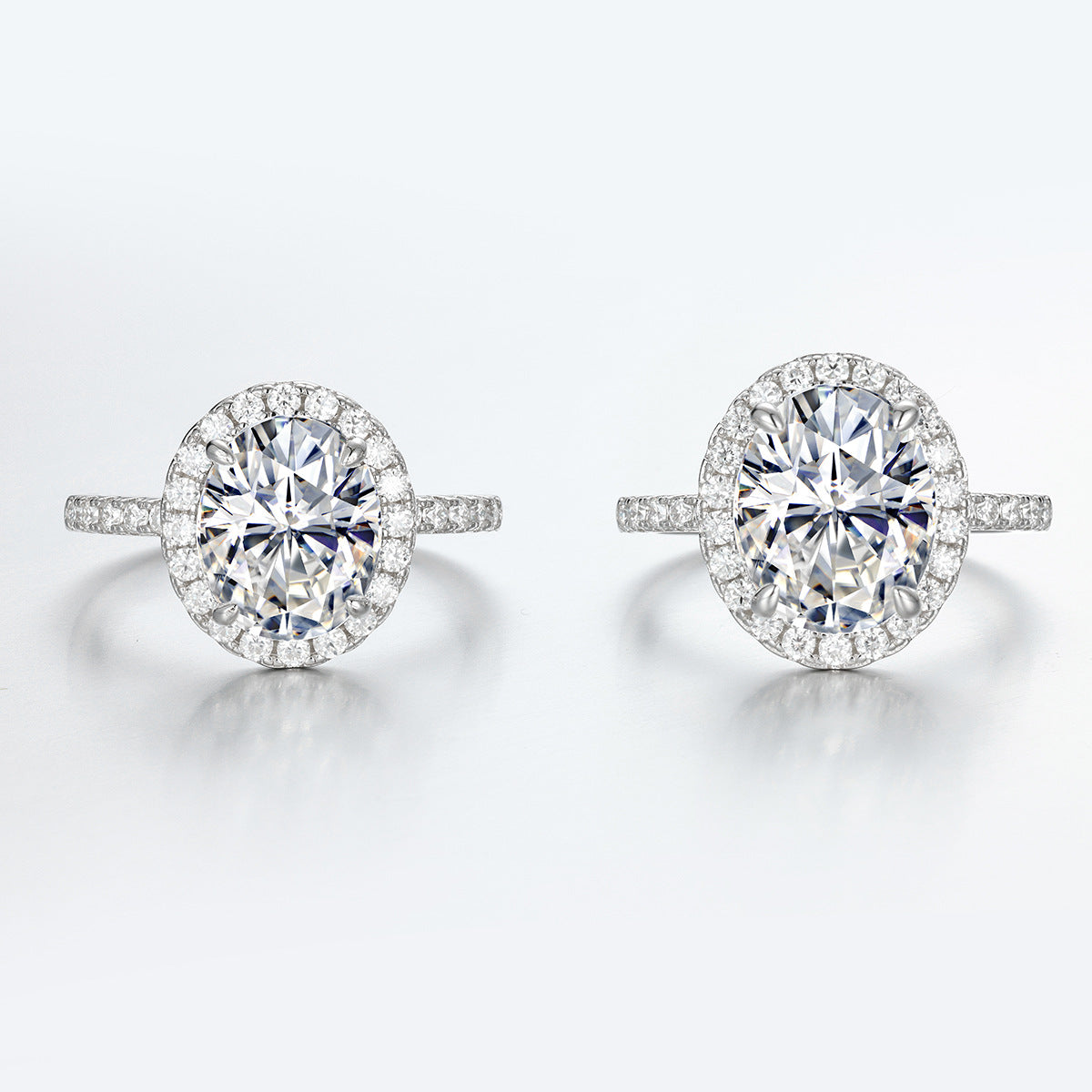 D Color Moissanite 925 Sterling  Silver Four-Prong Bezel Set Oval Ring