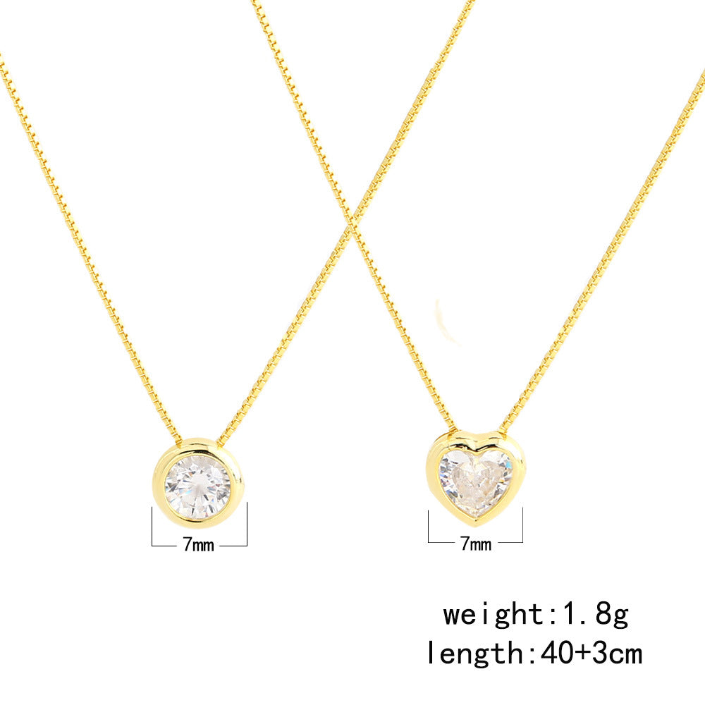 Cubic Zirconia Round and Heart-Shaped Beaded Pendants  925 Sterling Silver Necklace