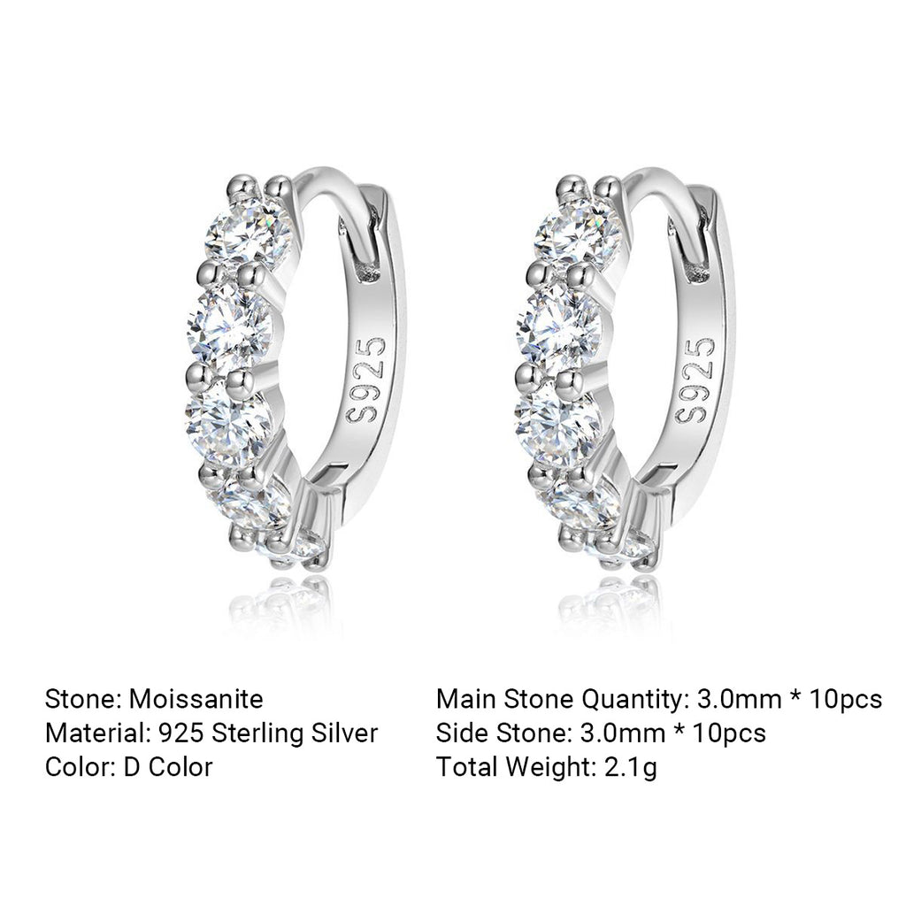 Mossanite  925 Sterling Silver Hoop Earrings