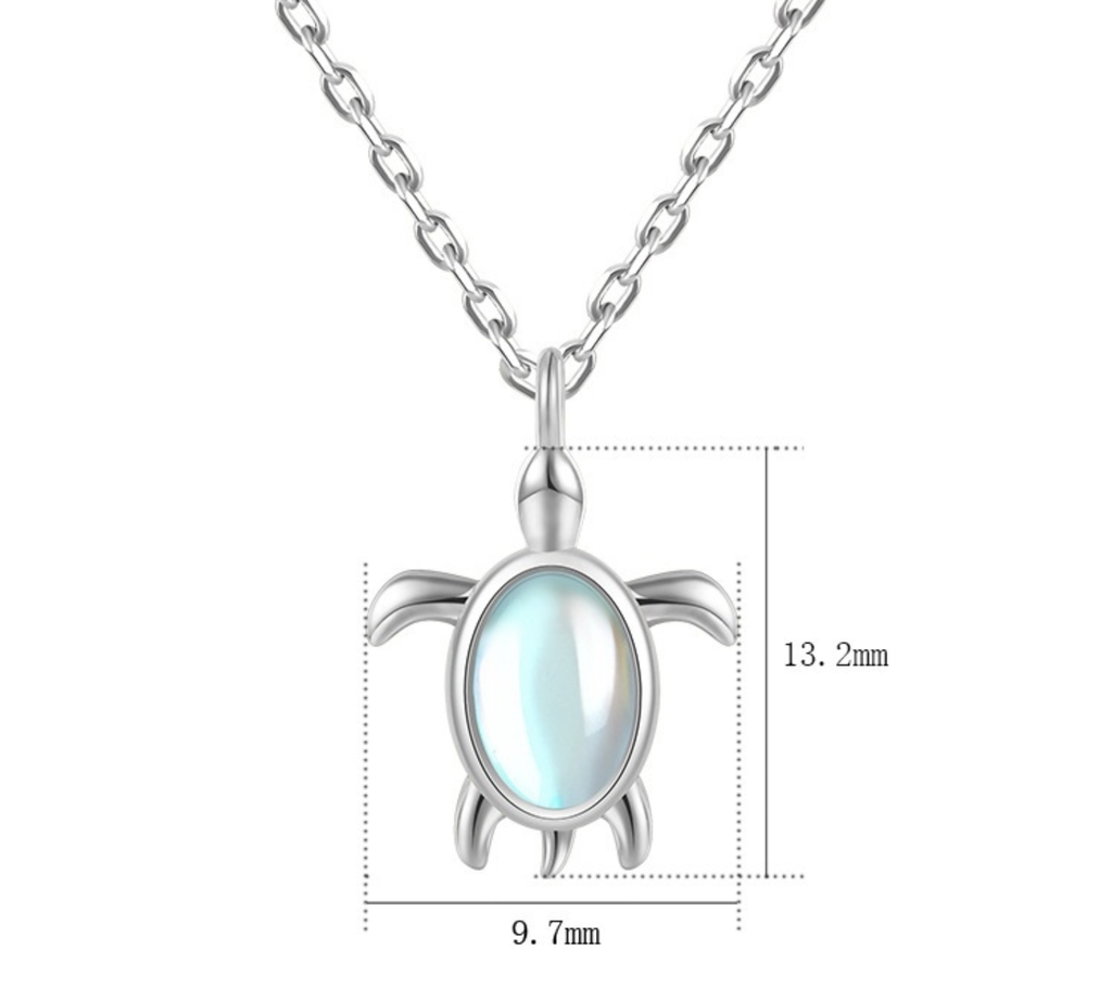 Synthetic Moonstone Turtle Pendant  925 Sterling Silver Necklace