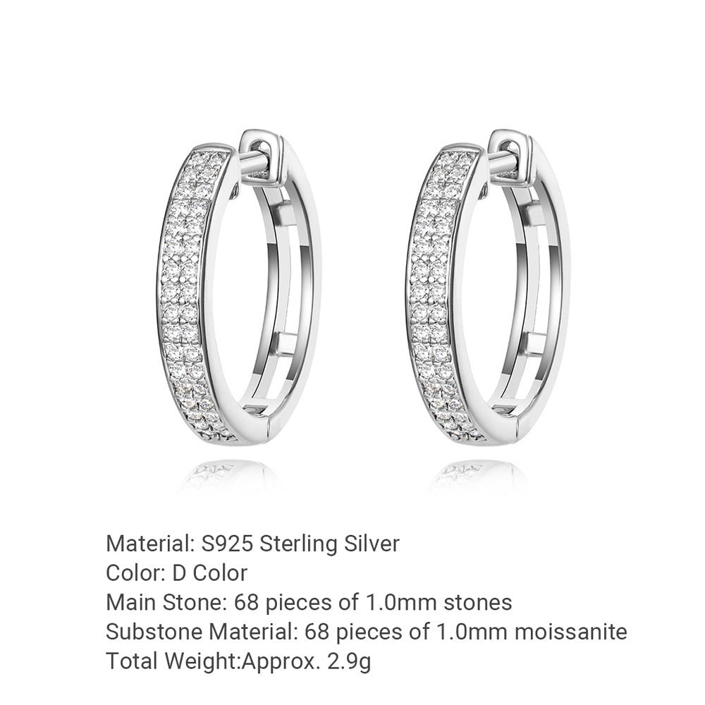 Moissanite Hoop Earrings  925 Sterling Silver Earrings
