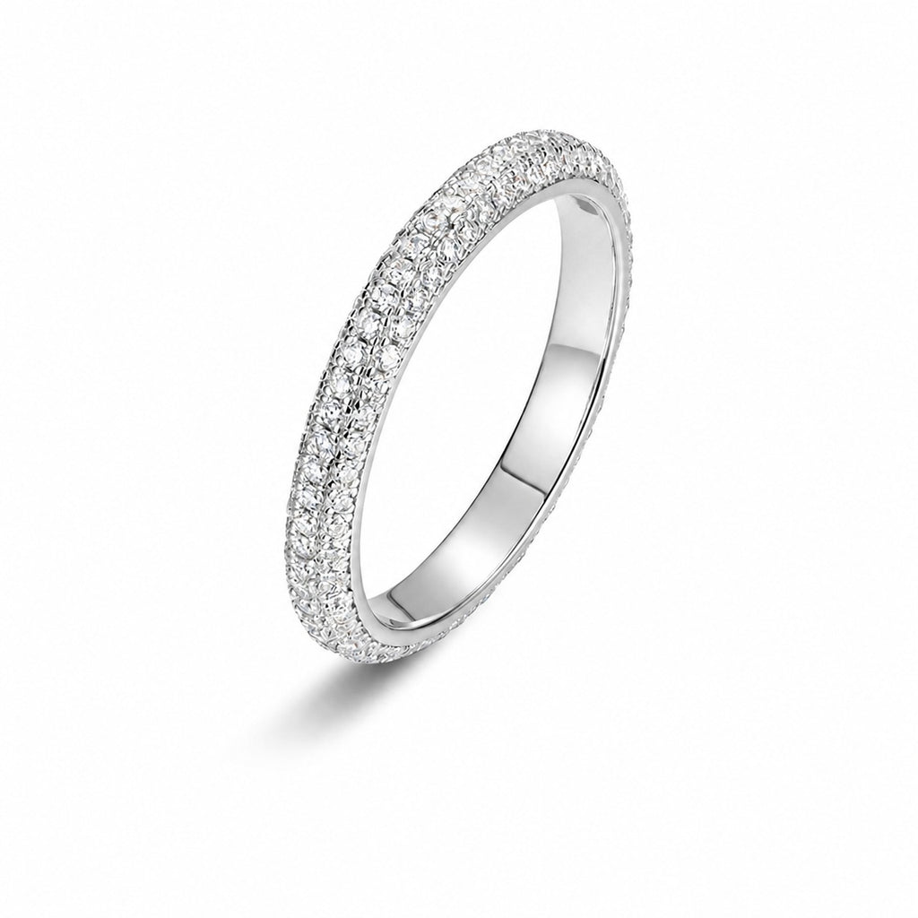 Three Row Full Set Ring Moissanite 925 Sterling Silver Ring