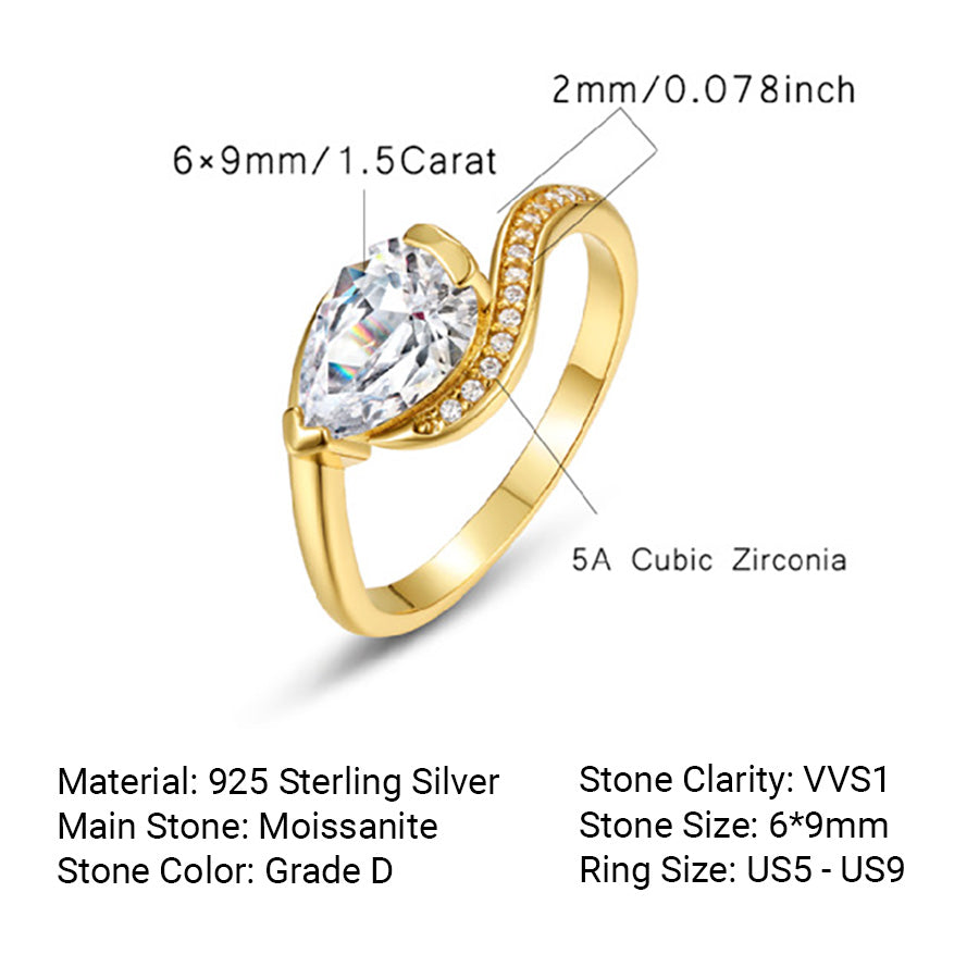 Affordable Luxury Moissanite Teardrop 925 Sterling Silver Ring