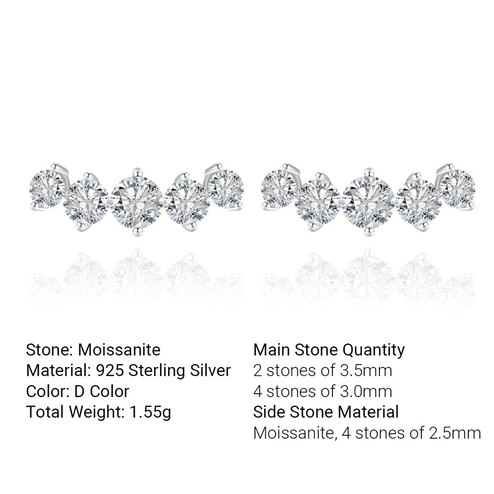 Five-Stone Set Affordable Luxury Versatile  925 Sterling Silver Earrings