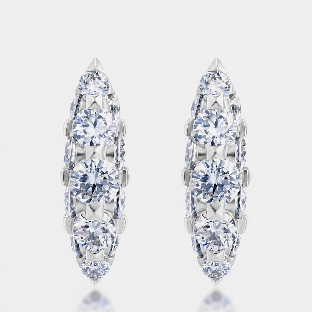Geometric Marquise Cluster Moissanite  925 Sterling Silver Hoop Earrings
