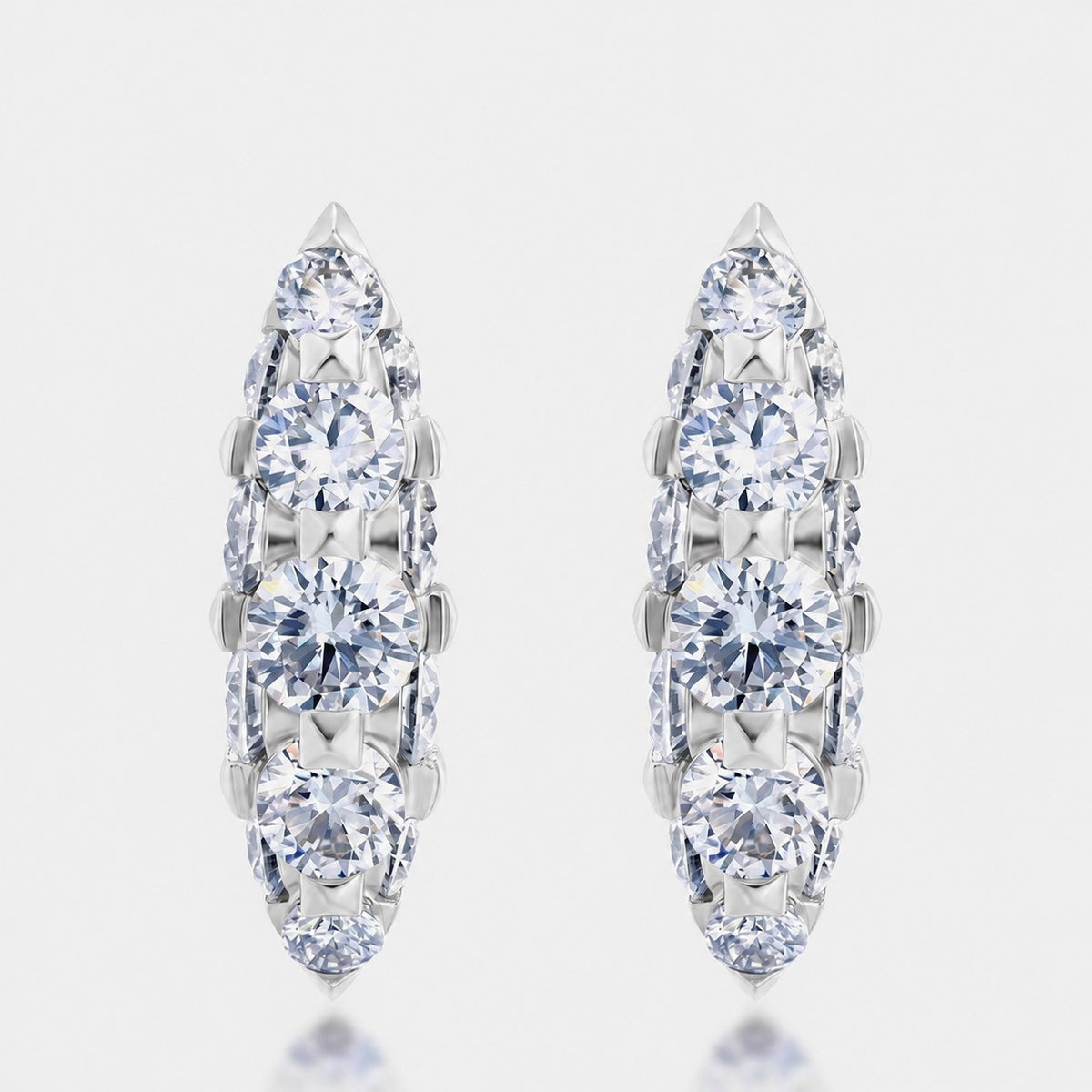 Geometric Marquise Cluster Moissanite  925 Sterling Silver Hoop Earrings