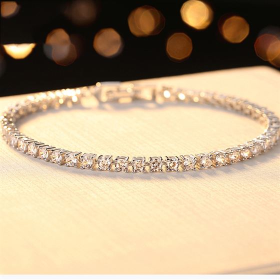 0.2ct 0.5ct Elegant CZ 925 Sterling Silver Bracelet