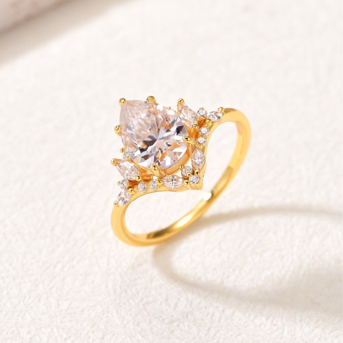 Princess Style Pear Cut Moissanite 925 Sterling Silver Crown Ring
