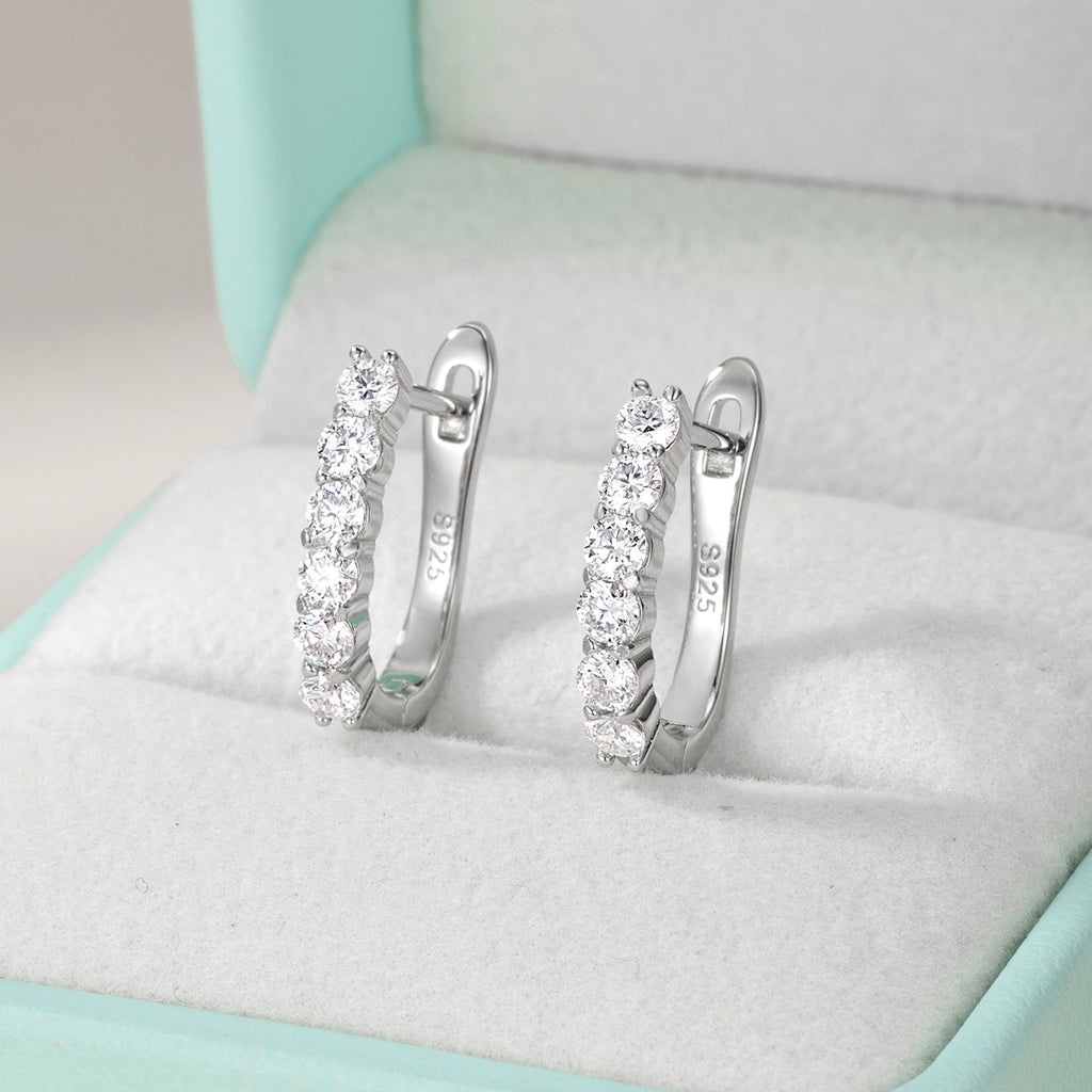 Minimalist-Style Moissanite Stud Earrings In A Row Setting 925 Sterling Silver Earrings